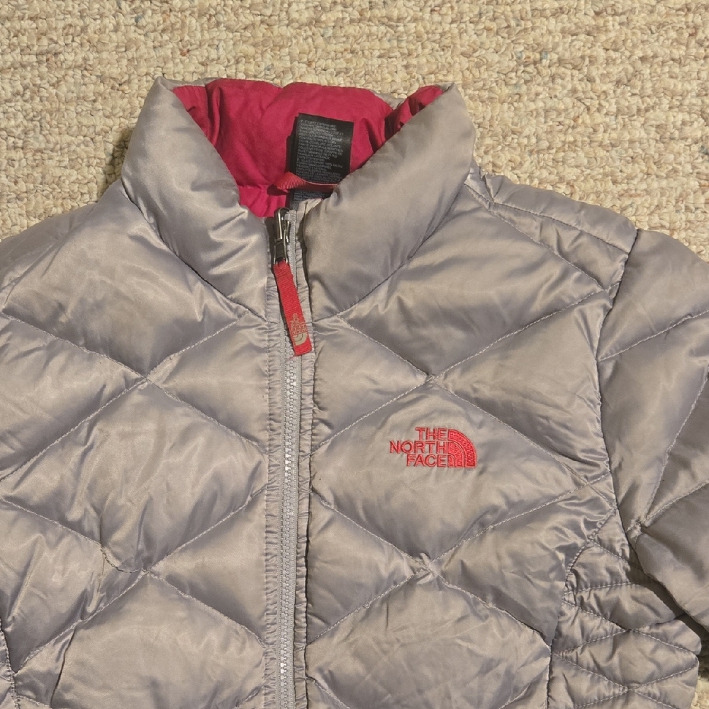 The North Face Kids Puffer Jacket - Silver and Red
